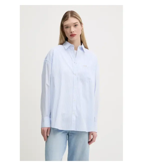 Βαμβακερό πουκάμισο Guess Jeans χρώμα: μπλε, W5RH94 WGZ11