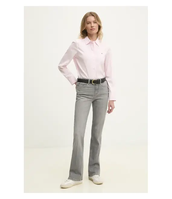 Πουκάμισο Tommy Hilfiger χρώμα: ροζ, WW0WW44084