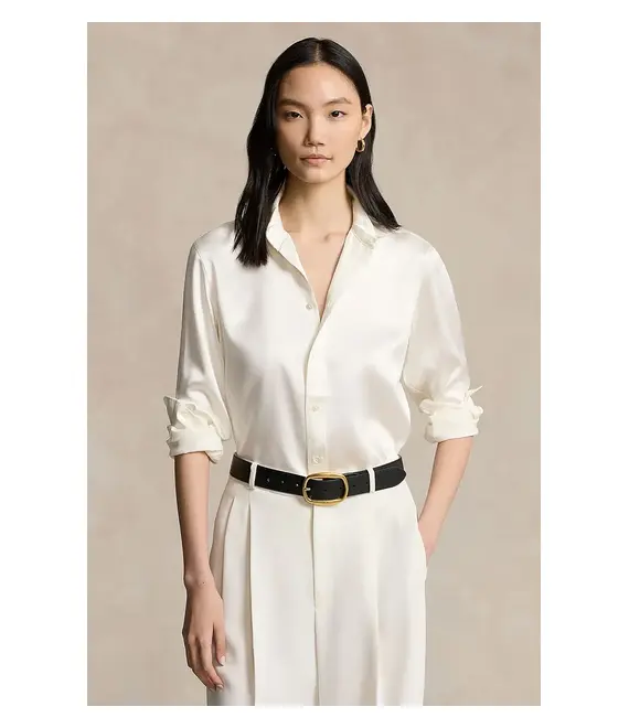 Μεταξωτό πουκάμισο Polo Ralph Lauren χρώμα: μπεζ, 211891378