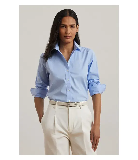 Βαμβακερό πουκάμισο Lauren Ralph Lauren χρώμα: μπλε, 200684553