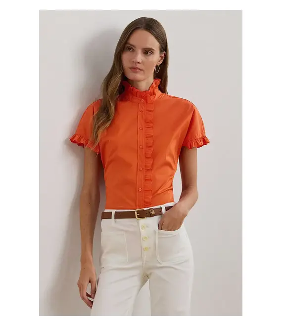 Πουκάμισο Lauren Ralph Lauren χρώμα: πορτοκαλί, 200957457