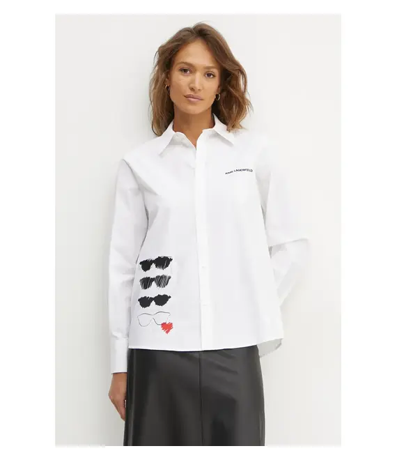 Βαμβακερό πουκάμισο Karl Lagerfeld χρώμα: άσπρο, A1W11035