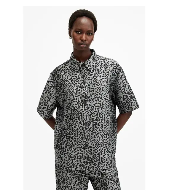 Πουκάμισο AllSaints JEMI χρώμα: ασημί, W114PB