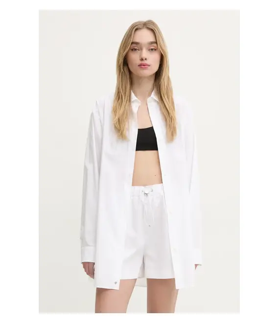 Βαμβακερό πουκάμισο Moschino Jeans χρώμα: μπεζ, 0209 3227
