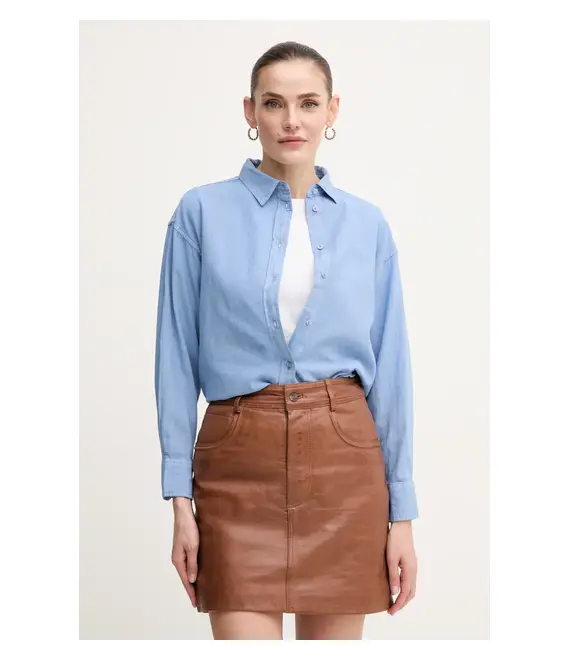 Πουκάμισο από λινό Pepe Jeans CHIPPER χρώμα: μπλε, PL304993