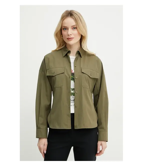 Βαμβακερό πουκάμισο Weekend Max Mara χρώμα: πράσινο, 2515111021600