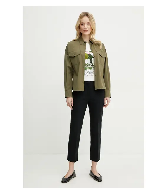 Βαμβακερό πουκάμισο Weekend Max Mara χρώμα: πράσινο, 2515111021600