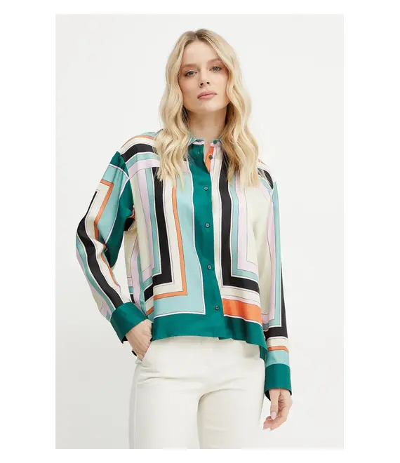 Μεταξωτό πουκάμισο Weekend Max Mara χρώμα: μπεζ, 2515111031600