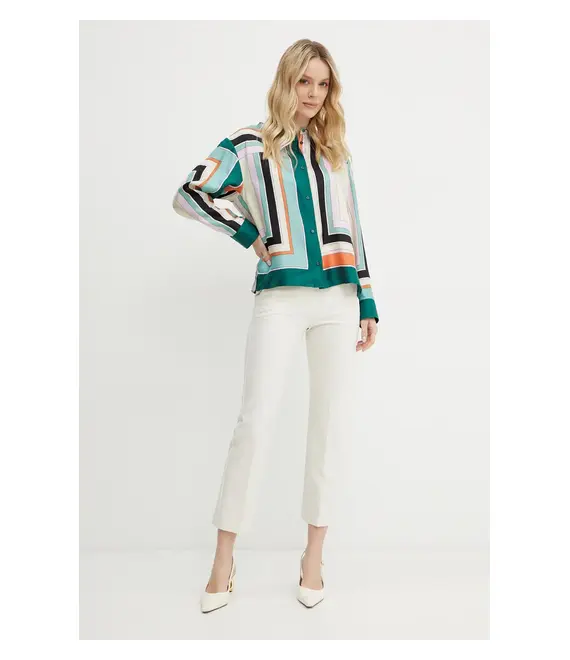Μεταξωτό πουκάμισο Weekend Max Mara χρώμα: μπεζ, 2515111031600