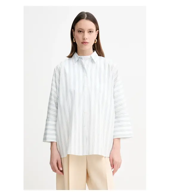 Βαμβακερό πουκάμισο Weekend Max Mara χρώμα: μπεζ, 2515111092600