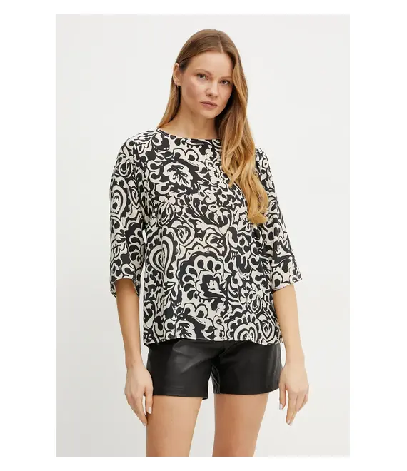 Μεταξωτή μπλούζα Weekend Max Mara γυναικεία, χρώμα: μαύρο, 2515111102600