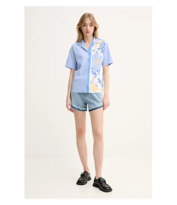Βαμβακερό πουκάμισο Moschino Jeans χρώμα: μπλε, 0210 3725