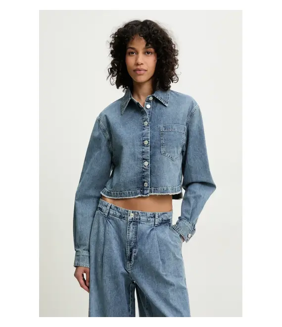 Βαμβακερό πουκάμισο Moschino Jeans χρώμα: μπλε, 0222 3721