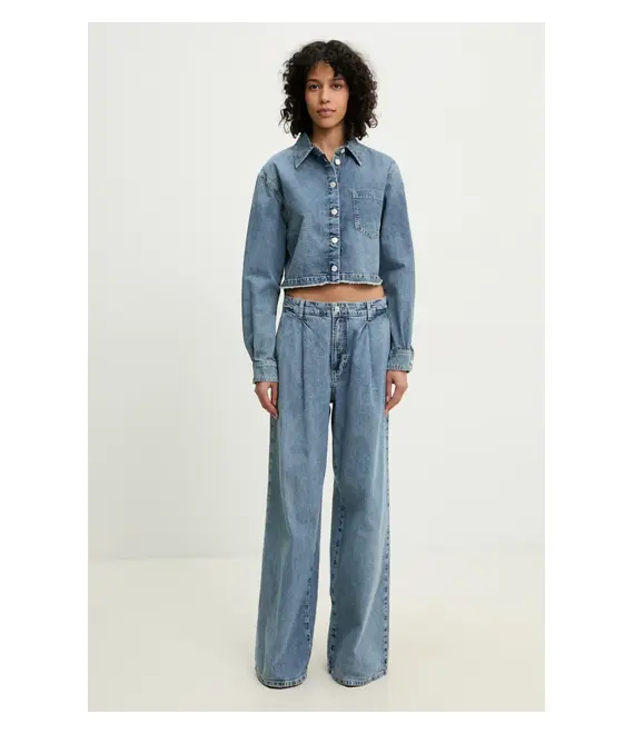 Βαμβακερό πουκάμισο Moschino Jeans χρώμα: μπλε, 0222 3721