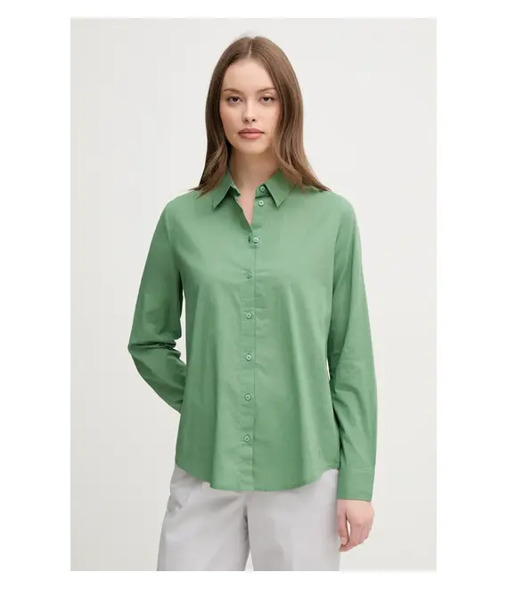 Βαμβακερό πουκάμισο United Colors of Benetton χρώμα: πράσινο, 5WPQDQ0AX