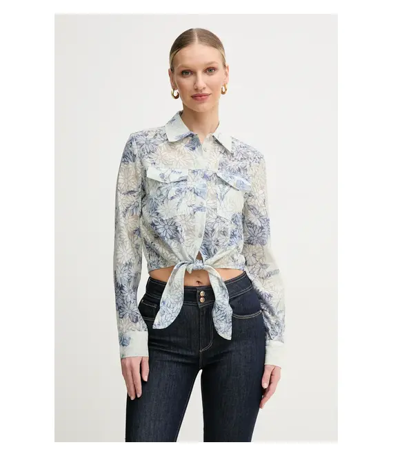 Πουκάμισο Guess ADELAIDE χρώμα: μπεζ, W5GH03 WH4K2