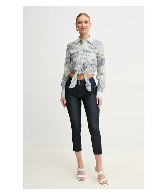 Πουκάμισο Guess ADELAIDE χρώμα: μπεζ, W5GH03 WH4K2