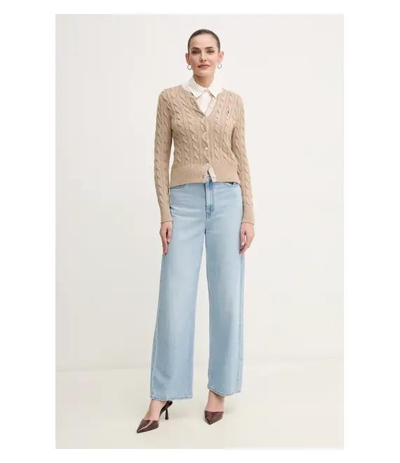Βαμβακερό πουκάμισο Calvin Klein χρώμα: μπεζ, K20K208224