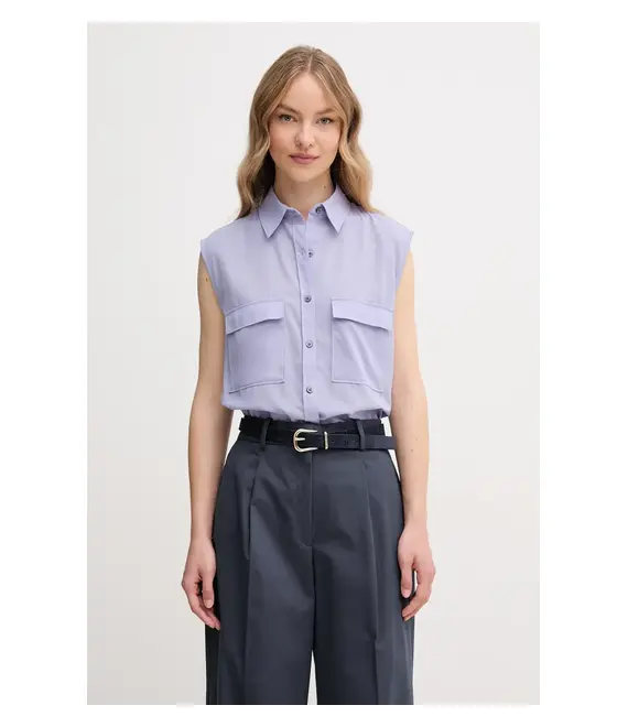 Βαμβακερό πουκάμισο Calvin Klein χρώμα: μοβ, K20K208224