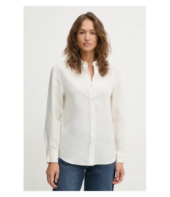 Πουκάμισο με μείγμα από λινό Calvin Klein χρώμα: μπεζ, K20K208321