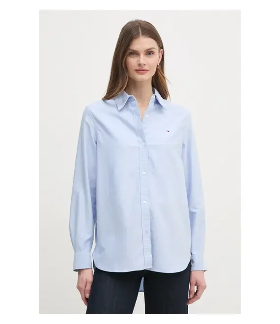 Βαμβακερό πουκάμισο Tommy Hilfiger χρώμα: μπλε, WW0WW46111