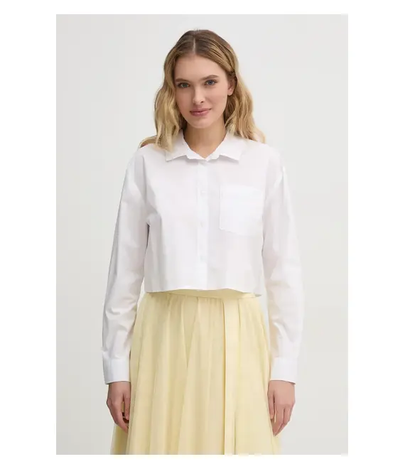 Βαμβακερό πουκάμισο Dkny χρώμα: άσπρο, DJ5W2027