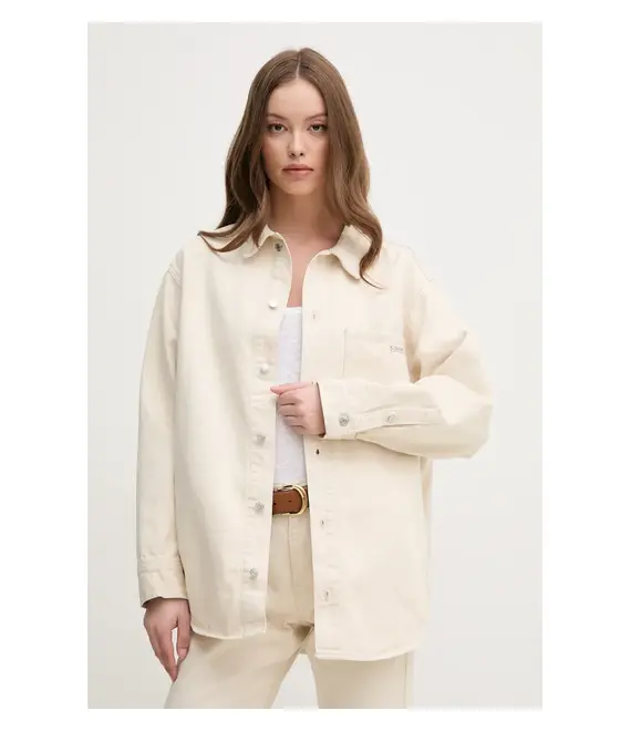 Τζιν πουκάμισο Calvin Klein Jeans χρώμα: μπεζ, J20J225175