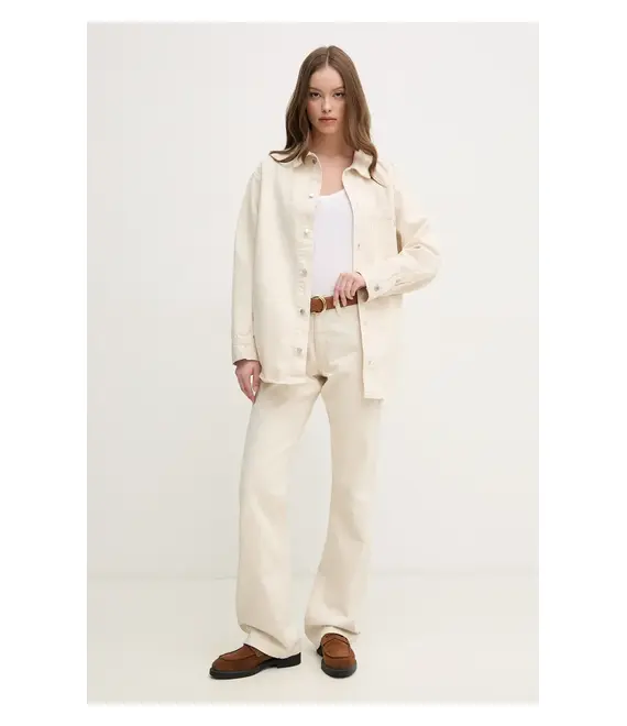 Τζιν πουκάμισο Calvin Klein Jeans χρώμα: μπεζ, J20J225175