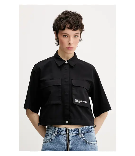 Πουκάμισο Karl Lagerfeld Jeans χρώμα: μαύρο, A2W11001