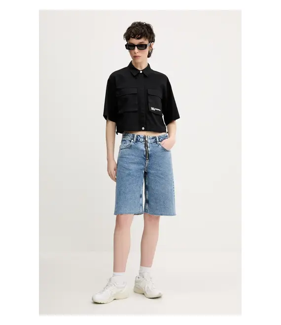 Πουκάμισο Karl Lagerfeld Jeans χρώμα: μαύρο, A2W11001