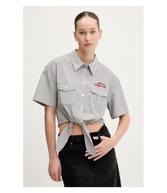 Βαμβακερό πουκάμισο Guess Originals χρώμα: γκρι, W5GH0M WH7Q1