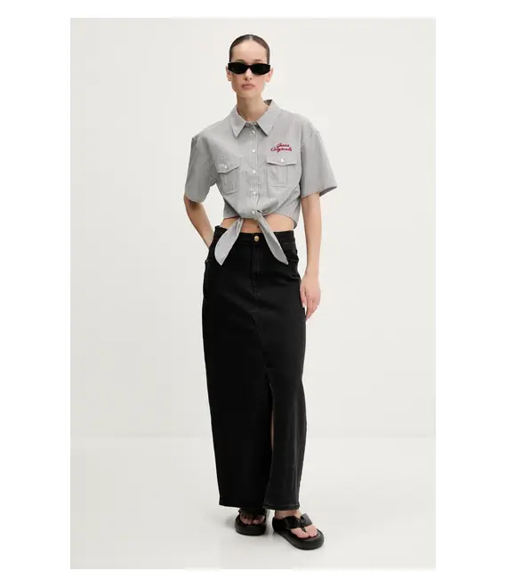 Βαμβακερό πουκάμισο Guess Originals χρώμα: γκρι, W5GH0M WH7Q1