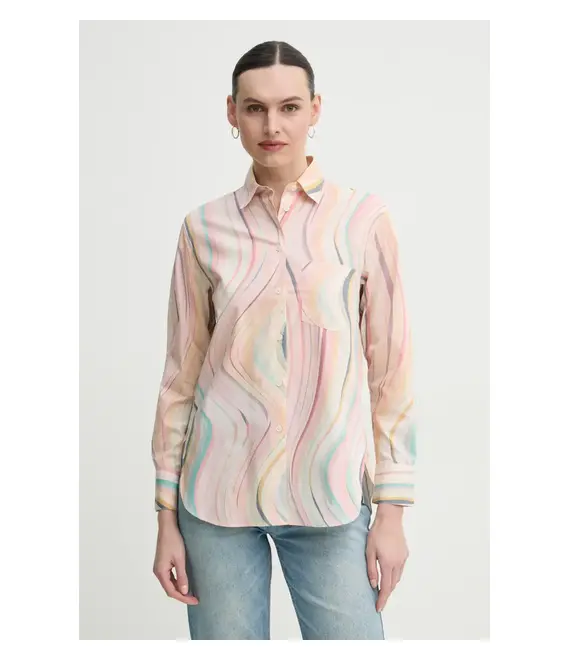 Βαμβακερό πουκάμισο PS Paul Smith χρώμα: ροζ, W2R.331B.P31281