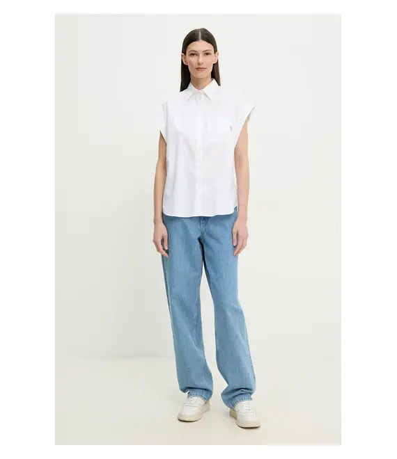Βαμβακερό πουκάμισο PS Paul Smith χρώμα: άσπρο, W2R.341B.P21598