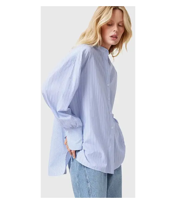 Βαμβακερό πουκάμισο AllSaints ANA χρώμα: μπλε, W047PC