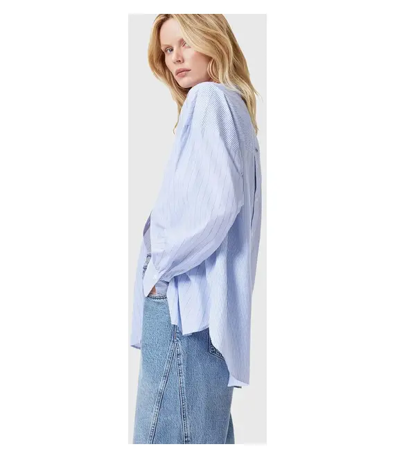 Βαμβακερό πουκάμισο AllSaints ANA χρώμα: μπλε, W047PC