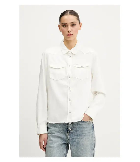 Τζιν πουκάμισο Guess Jeans χρώμα: άσπρο, W5GH35 D5NW1