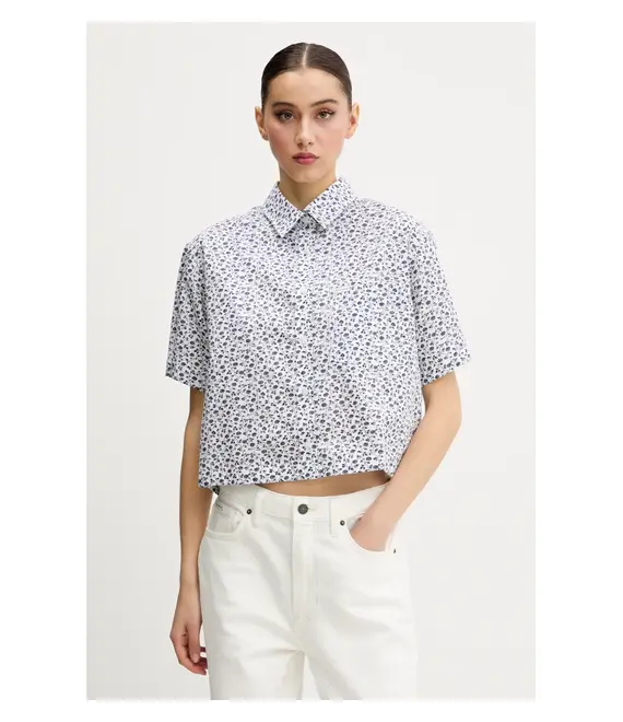 Βαμβακερό πουκάμισο Guess Jeans χρώμα: άσπρο, W5GH98 WH8R1