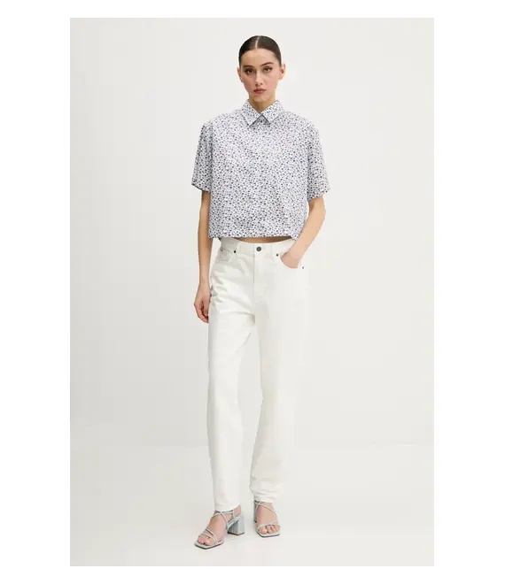 Βαμβακερό πουκάμισο Guess Jeans χρώμα: άσπρο, W5GH98 WH8R1