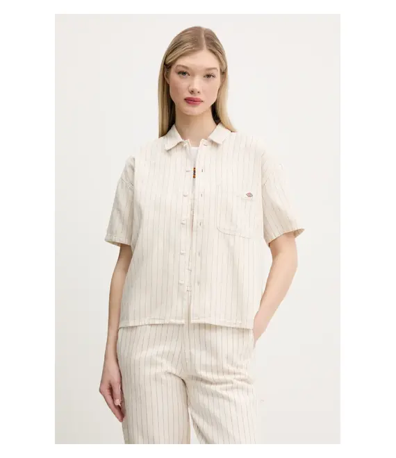 Βαμβακερό πουκάμισο Dickies χρώμα: μπεζ, DK0A4Z7UC481