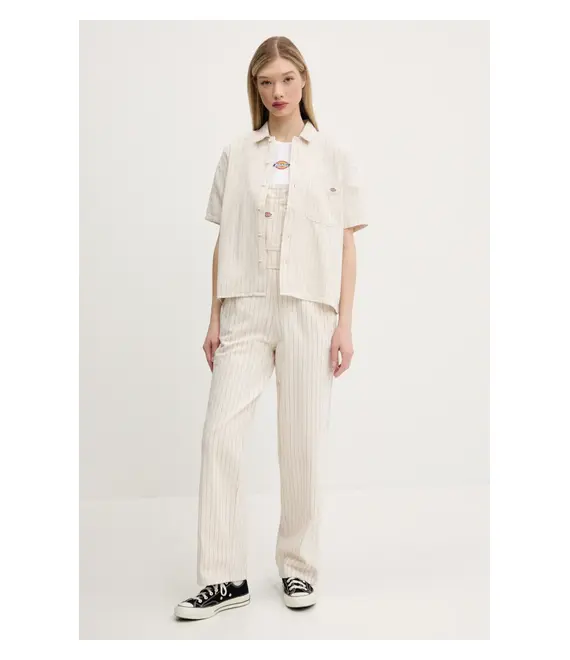 Βαμβακερό πουκάμισο Dickies χρώμα: μπεζ, DK0A4Z7UC481