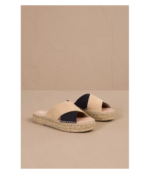 Παντόφλες σουέτ Manebi Double Sole X Bands Sandals γυναικείες, χρώμα: μπεζ, R 8.0 DX