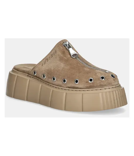 Παντόφλες σουέτ Inuikii Matilda Mule Suede γυναικείες, χρώμα: μπεζ, 1001.017.0021.250 / 30102-072