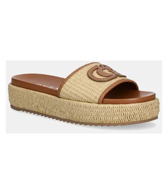 Παντόφλες Guess LONNEY χρώμα: καφέ, FLJLNY FAB19