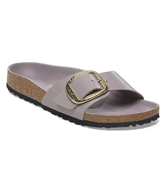 Δερμάτινες παντόφλες Birkenstock Madrid Hammered Big Buckle γυναικείες, χρώμα: μοβ, 1029843