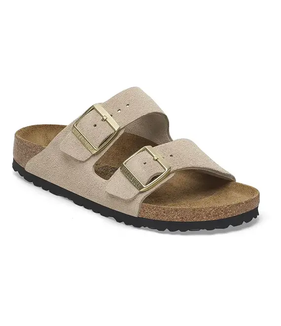 Παντόφλες σουέτ Birkenstock Arizona γυναικείες, χρώμα: μπεζ, 1029260