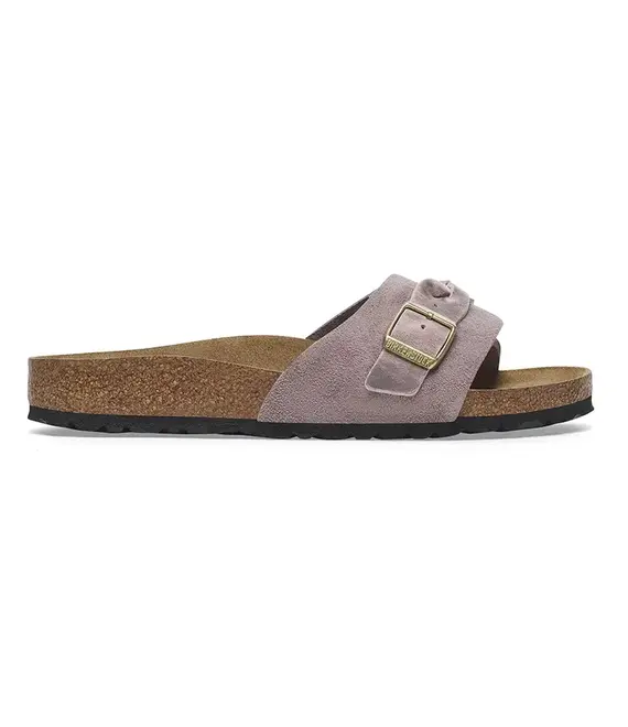 Παντόφλες σουέτ Birkenstock Oita Braided γυναικείες, χρώμα: μοβ, 1029123