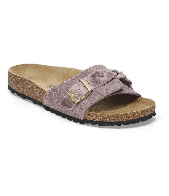 Παντόφλες σουέτ Birkenstock Oita Braided γυναικείες, χρώμα: μοβ, 1029123