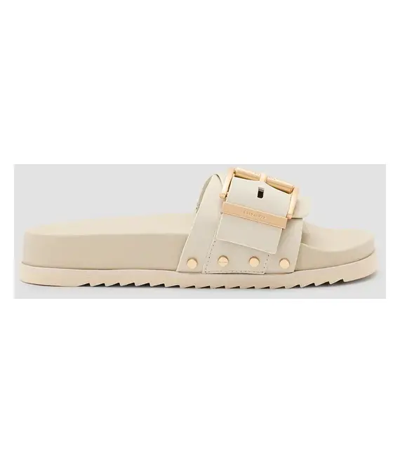 Παντόφλες AllSaints Ellie Stud Slider χρώμα: μπεζ, W038FC