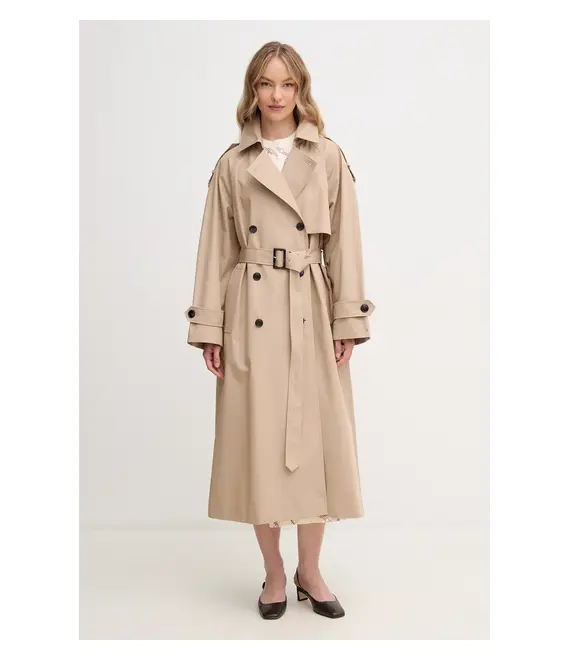 Βαμβακερή καμπαρντίνα Tommy Hilfiger χρώμα: μπεζ, WW0WW45918